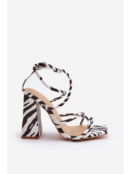 Trendy High-Heeled Sandals Black and White Josette