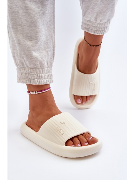 Lightweight Women's Foam Slides in Light Beige by Fenicva