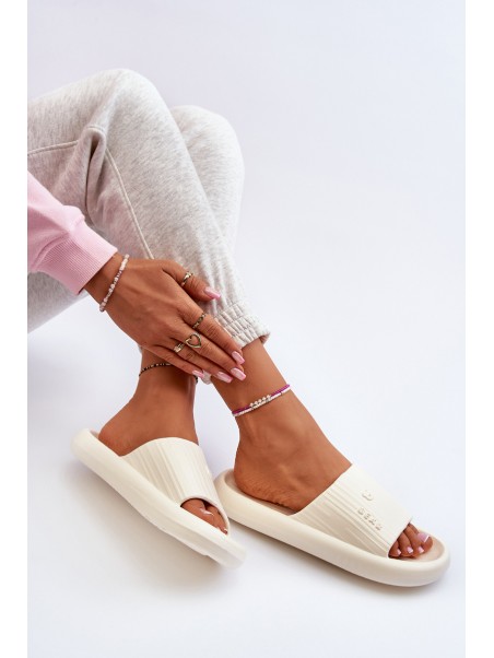 Lightweight Women's Foam Slides in Light Beige by Fenicva