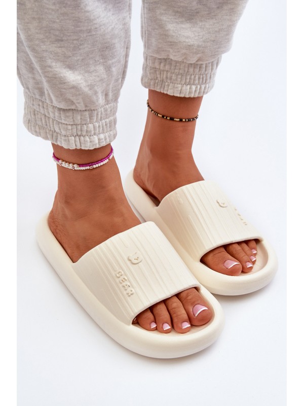 Lightweight Women's Foam Slides in Light Beige by Fenicva
