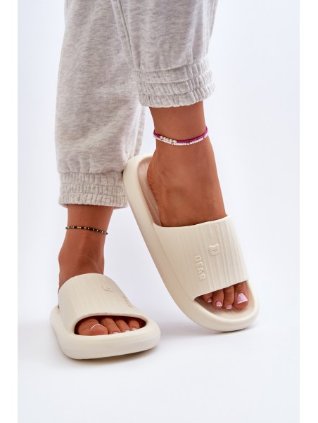 Lightweight Women's Foam Slides in Light Beige by Fenicva