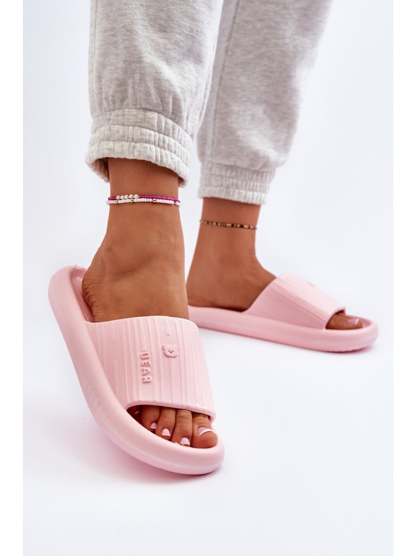 Women's Lightweight Pink Foam Slides Fenicva