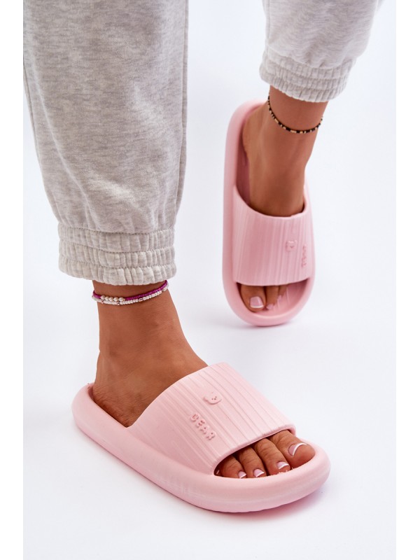 Women's Lightweight Pink Foam Slides Fenicva