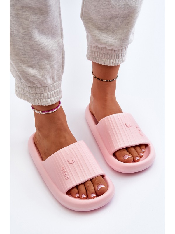Women's Lightweight Pink Foam Slides Fenicva