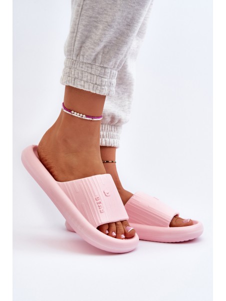 Women's Lightweight Pink Foam Slides Fenicva