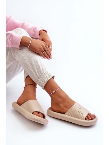 Women's Lightweight Beige Foam Flip Flops Fenicva