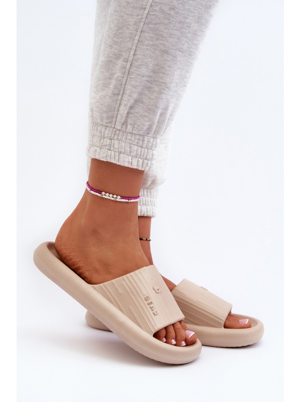 Women's Lightweight Beige Foam Flip Flops Fenicva