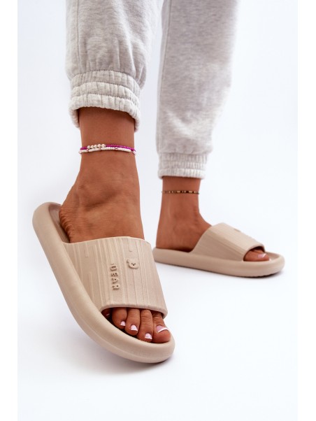 Women's Lightweight Beige Foam Flip Flops Fenicva