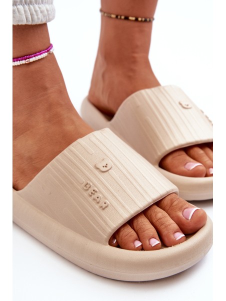 Women's Lightweight Beige Foam Flip Flops Fenicva