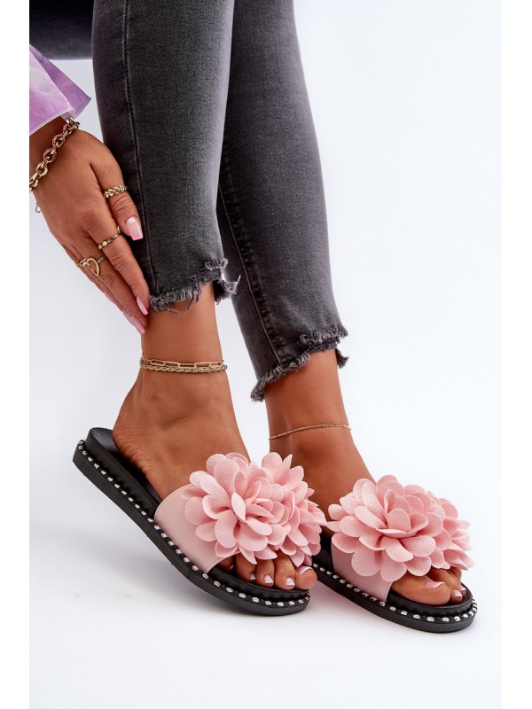 Women's Pink Flower Embellished Sandals Cellanen 2
