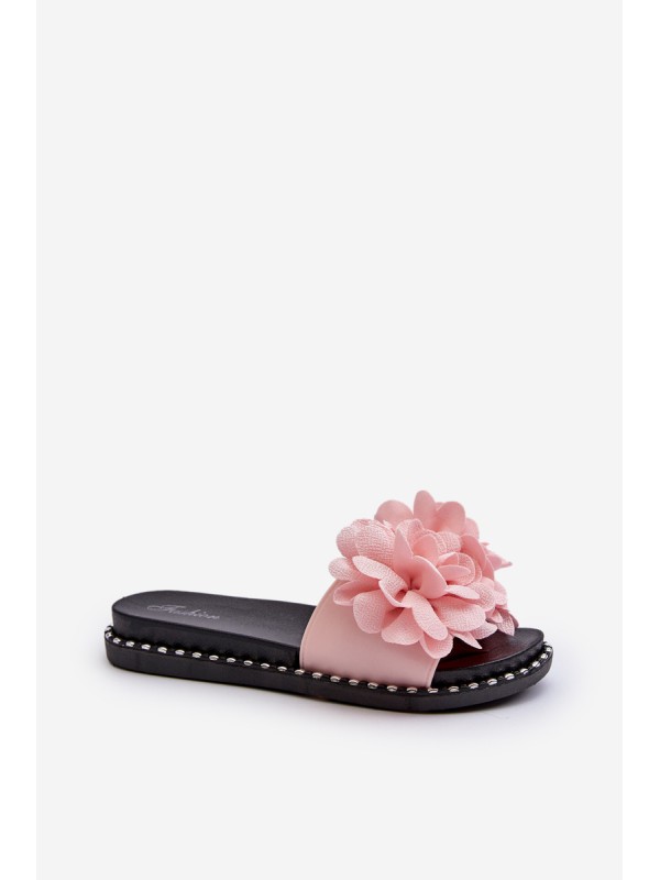 Women's Pink Flower Embellished Sandals Cellanen