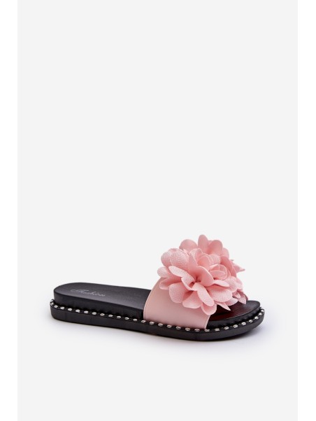 Women's Pink Flower Embellished Sandals Cellanen