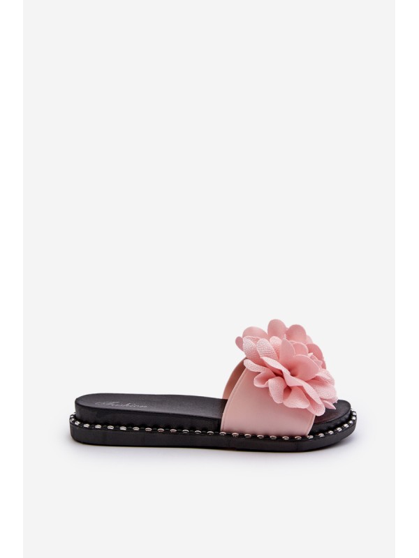 Women's Pink Flower Embellished Sandals Cellanen