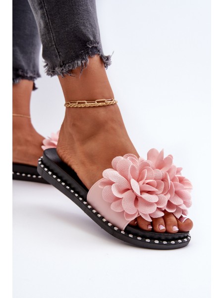 Women's Pink Flower Embellished Sandals Cellanen
