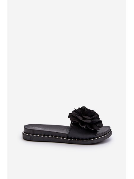 Women's Sandals Decorated with Flowers Black Cellanen