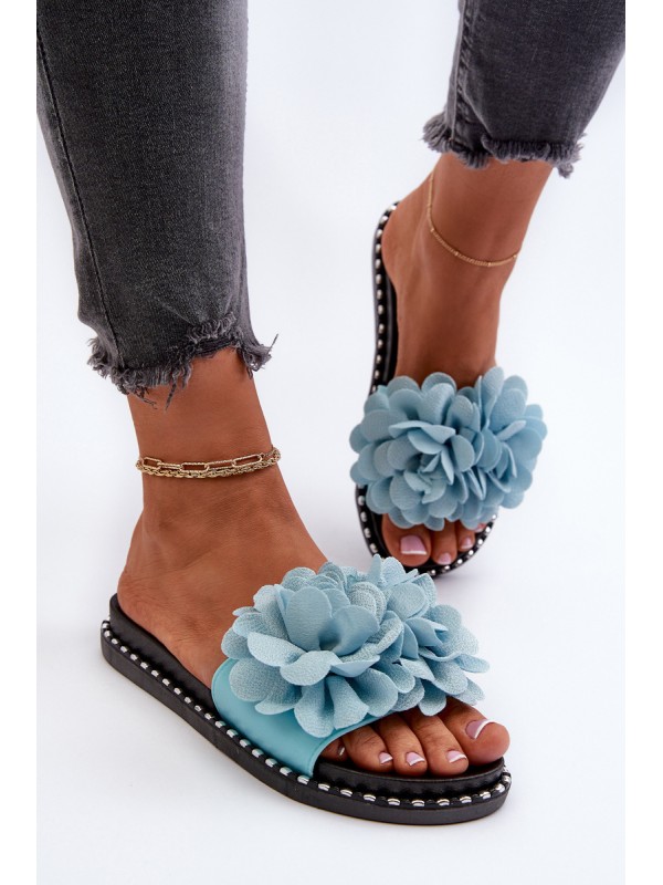 Women's Sandals Decorated with Flowers Black Cellanen
