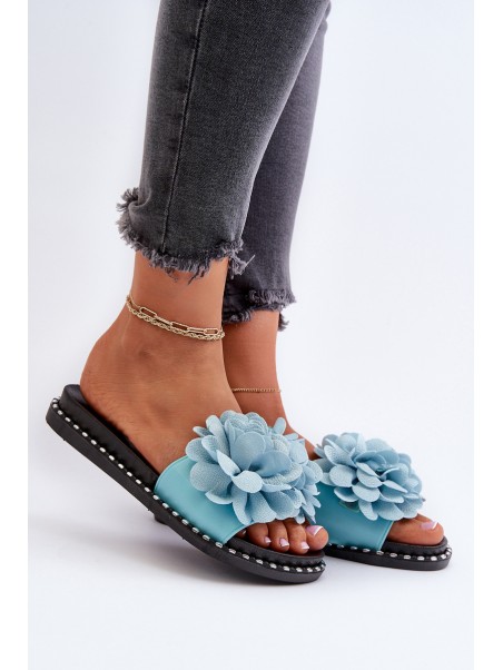 Women's Sandals Decorated with Flowers Black Cellanen