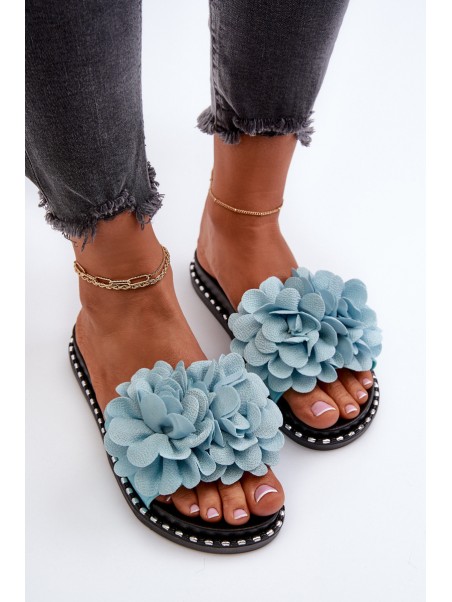 Women's Sandals Decorated with Flowers Black Cellanen