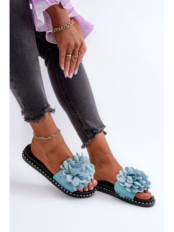Women's Sandals Decorated with Flowers Black Cellanen