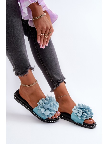 Women's Sandals Decorated with Flowers Black Cellanen