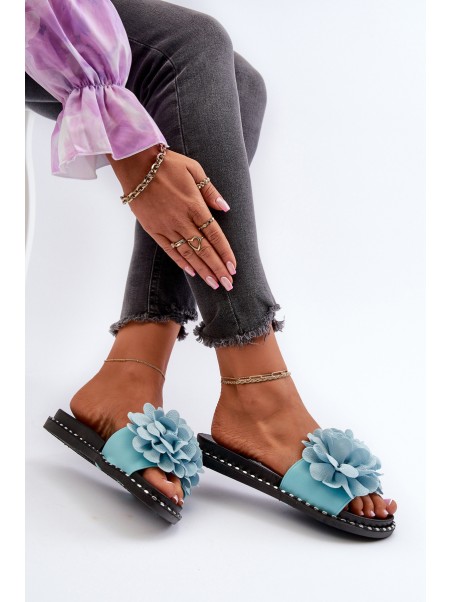 Women's Sandals Decorated with Flowers Black Cellanen