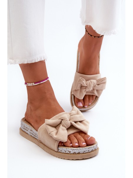 Women's Platform Sandals with Bow Beige Aflia