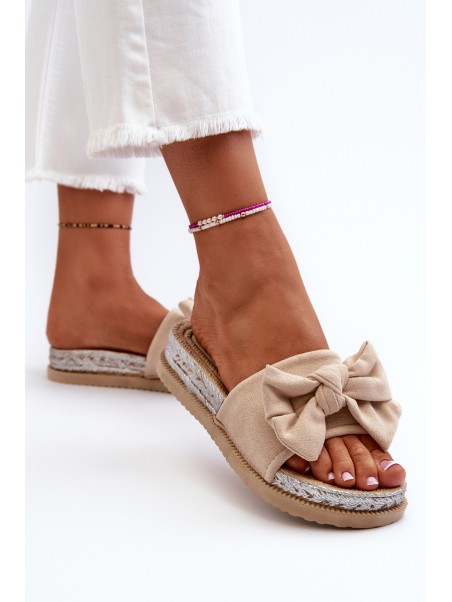 Women's Platform Sandals with Bow Beige Aflia