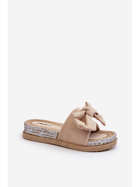 Women's Platform Sandals with Bow Beige Aflia