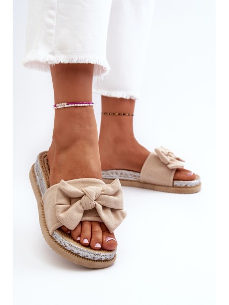 Women's Platform Sandals with Bow Beige Aflia