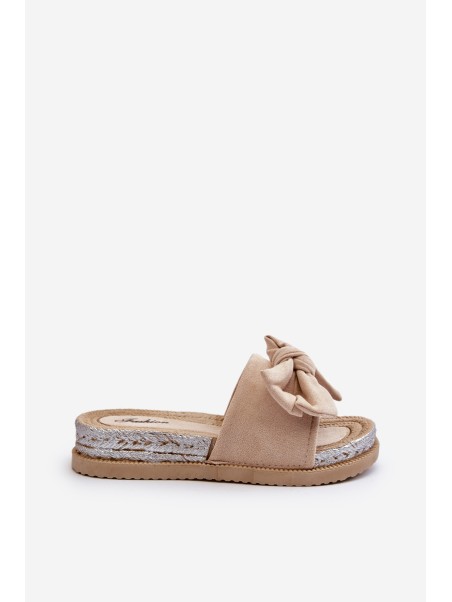 Women's Platform Sandals with Bow Beige Aflia