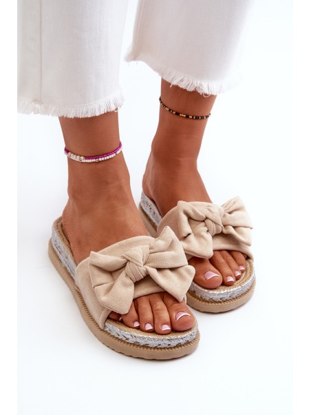 Women's Platform Sandals with Bow Beige Aflia
