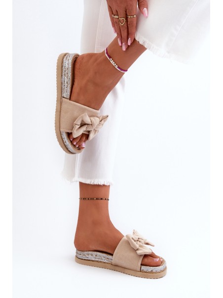 Women's Platform Sandals with Bow Beige Aflia