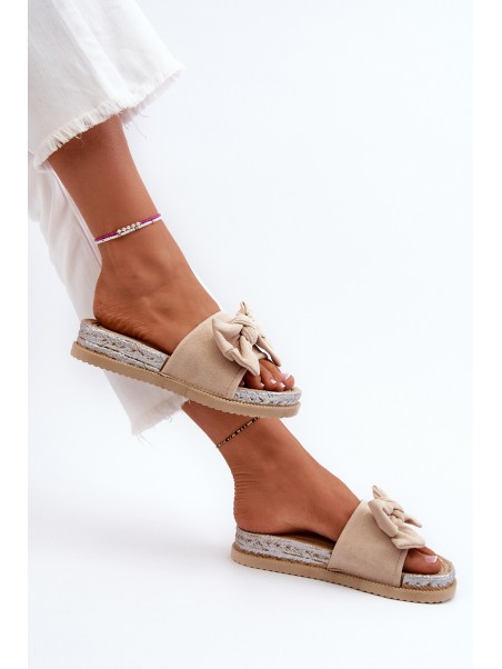 Women's Platform Sandals with Bow Beige Aflia