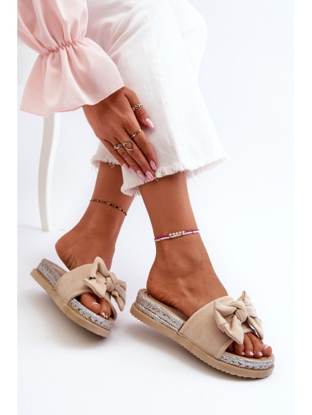 Women's Platform Sandals with Bow Beige Aflia