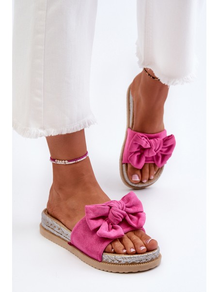 Women's Platform Slides with Bow Fuchsia Aflia
