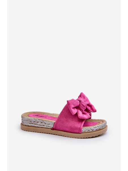 Women's Platform Slides with Bow Fuchsia Aflia