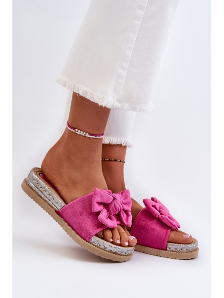 Women's Platform Slides with Bow Fuchsia Aflia