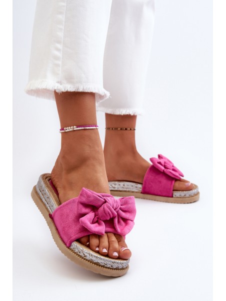 Women's Platform Slides with Bow Fuchsia Aflia