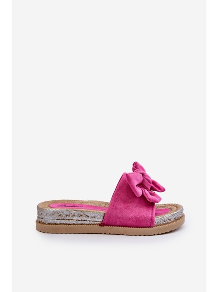 Women's Platform Slides with Bow Fuchsia Aflia