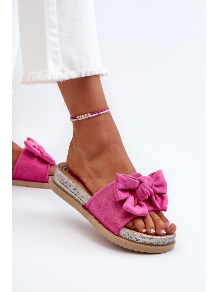 Women's Platform Slides with Bow Fuchsia Aflia