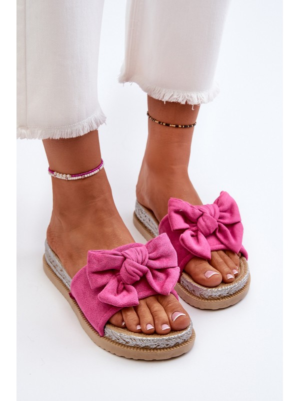 Women's Platform Slides with Bow Fuchsia Aflia