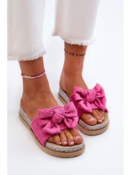 Women's Platform Slides with Bow Fuchsia Aflia