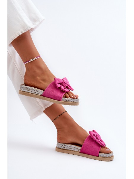 Women's Platform Slides with Bow Fuchsia Aflia