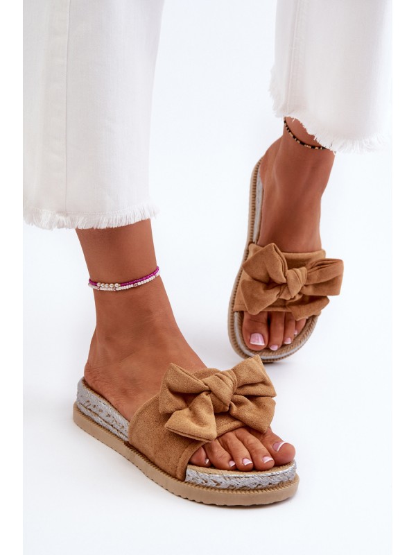 Women's Platform Sandals with Bow Camel Aflia