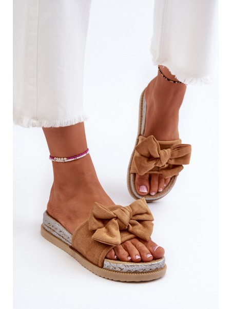Women's Platform Sandals with Bow Camel Aflia