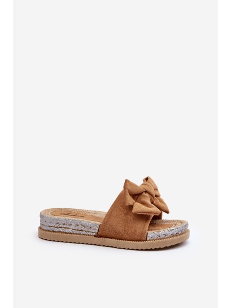 Women's Platform Sandals with Bow Camel Aflia