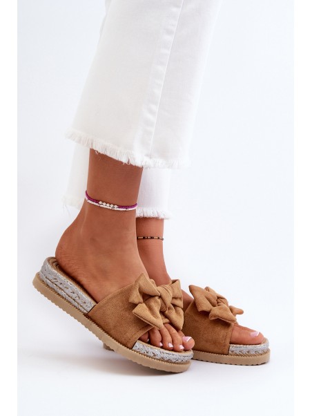 Women's Platform Sandals with Bow Camel Aflia