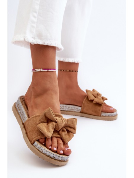 Women's Platform Sandals with Bow Camel Aflia