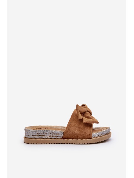 Women's Platform Sandals with Bow Camel Aflia