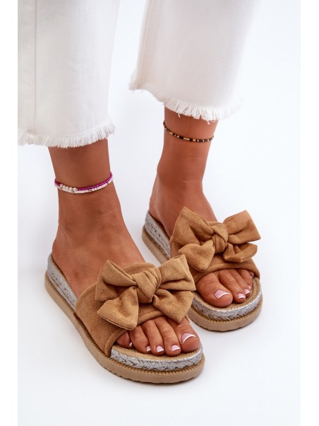 Women's Platform Sandals with Bow Camel Aflia